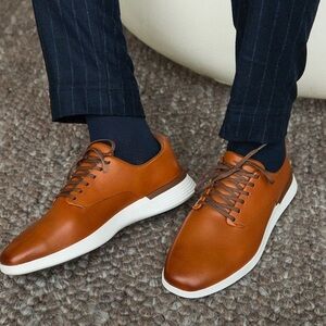 Wolf and Shepherd Tan Honey Leather Calfskin Crossover Longwing Shoes
